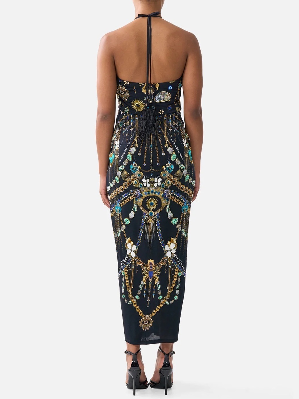 Camilla Amulets & Alchemy Print Gathered Jersey Halter Neck Dress Sz M  $650 NWT - Picture 4 of 13